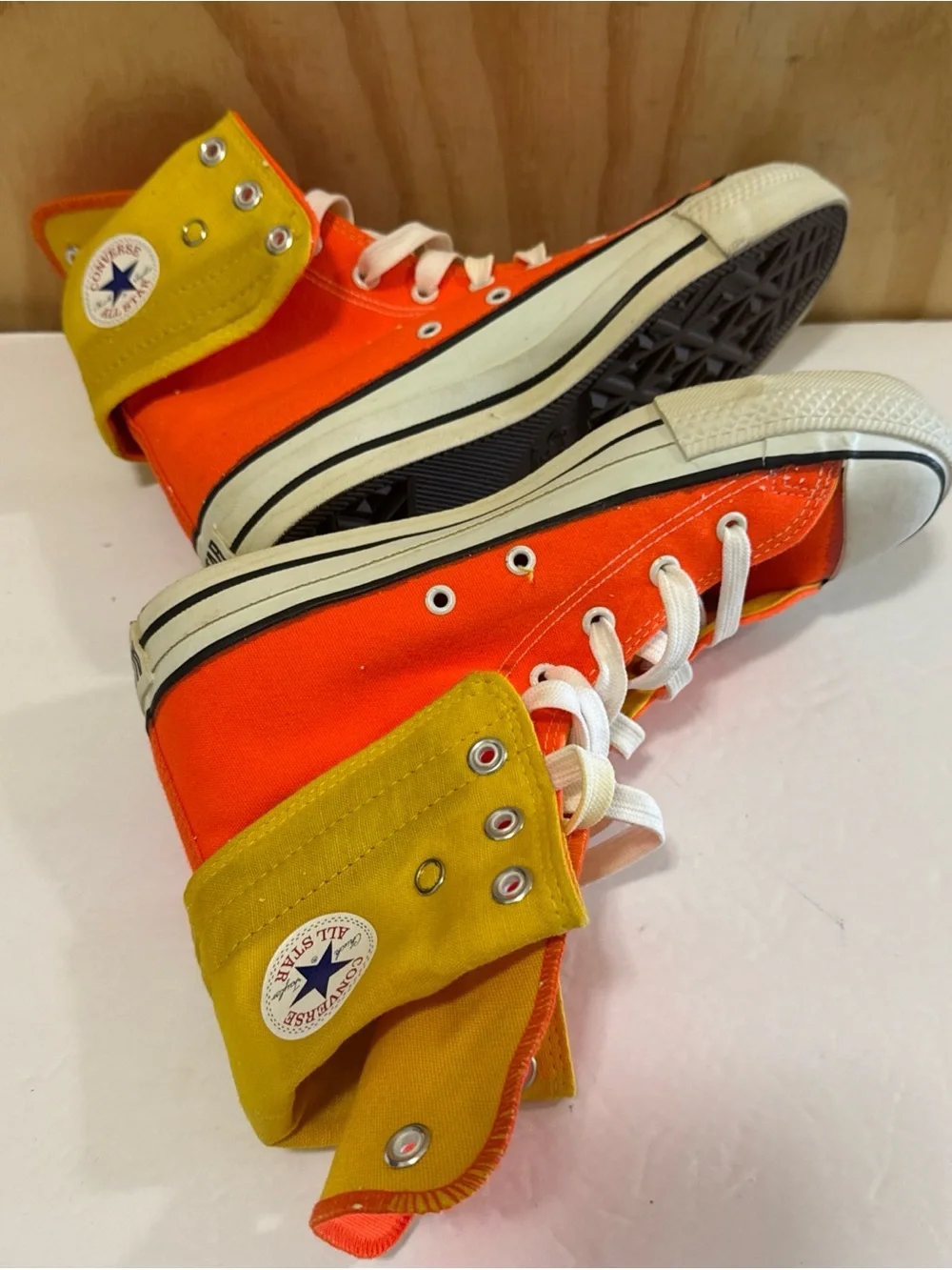 Vintage 70's converse allstar hi-top orange sneakers US sz 9 - Picture 5 of 9